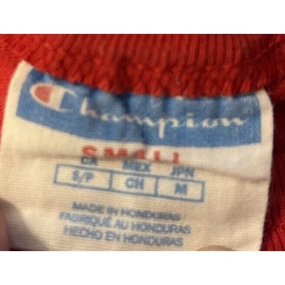 Vintage Women’s Champion "Campeon" Spanish Logo Raised Appliqué T-Shirt RED - Picture 3 of 8